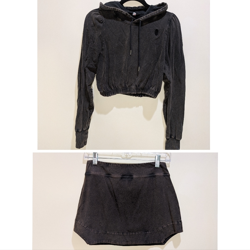 Free People Movement Hot Shot Skirt Set Skort Hoodie Two Piece Grey Small - Picture 2 of 7